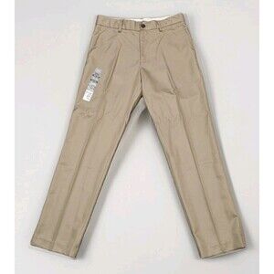 NEW Falls Creek Men's 32x32 Tan Flat Front Straight Fit Easy Care Work Pant